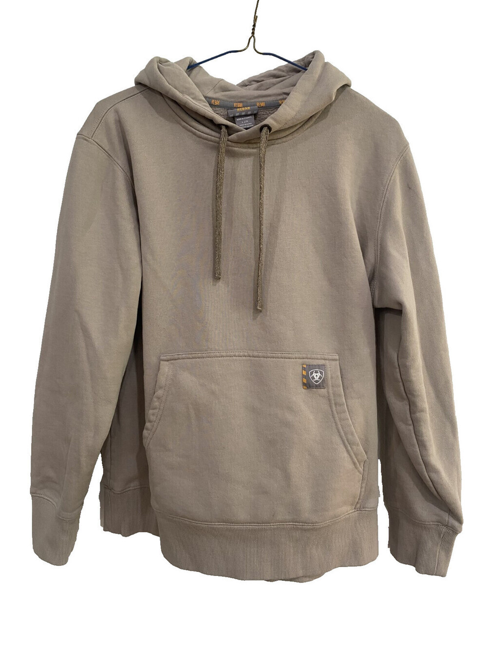 Ariat Rebar Women’s Size Large Logo Outdoor Hiking Hoodie Tan Embroidered Sleeve